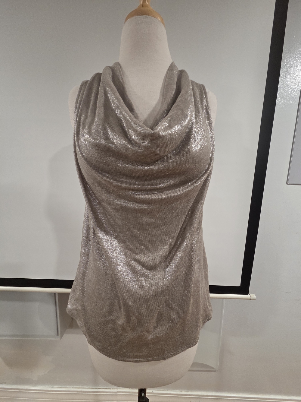 DREW Metallic Taupe Cowl Neck Camisole